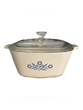 Corningware 1 3/4 Qt Square Casserole Dish- Blue Cornflower Pattern
